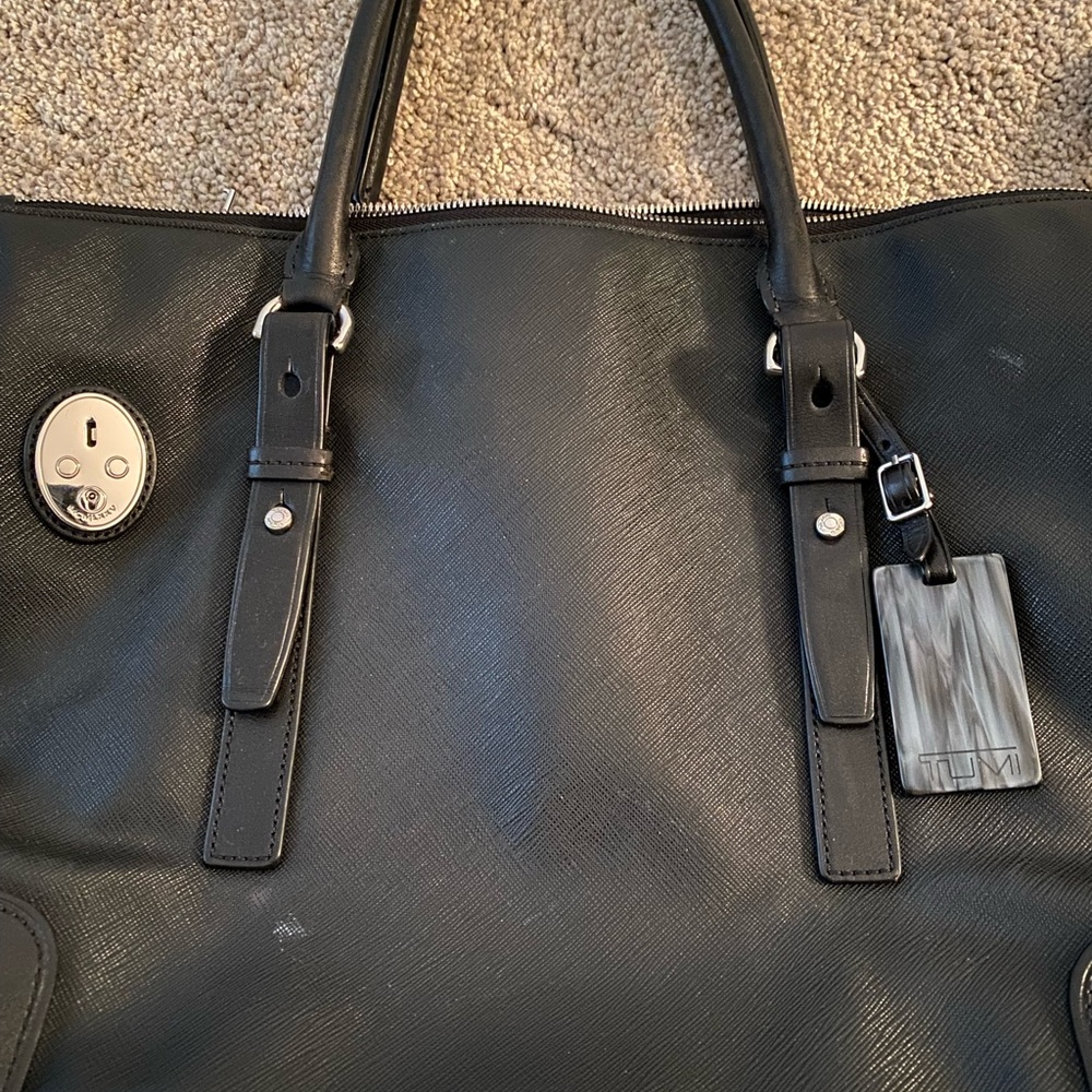 Tumi Black Leather Laptop Tote - Picture 6 of 13